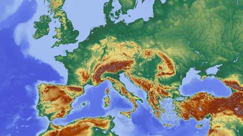 Europe Map With Mountains